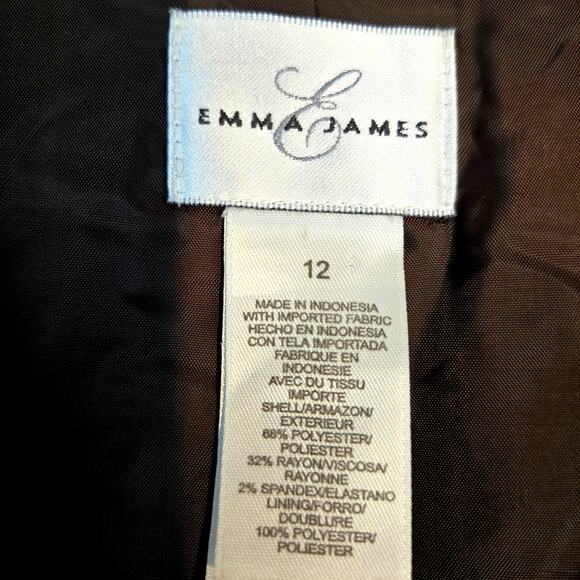 Emma James Women's Blazer 12 Brown 4 Button Suit Coat Misses Size Large L Work - Picture 4 of 8